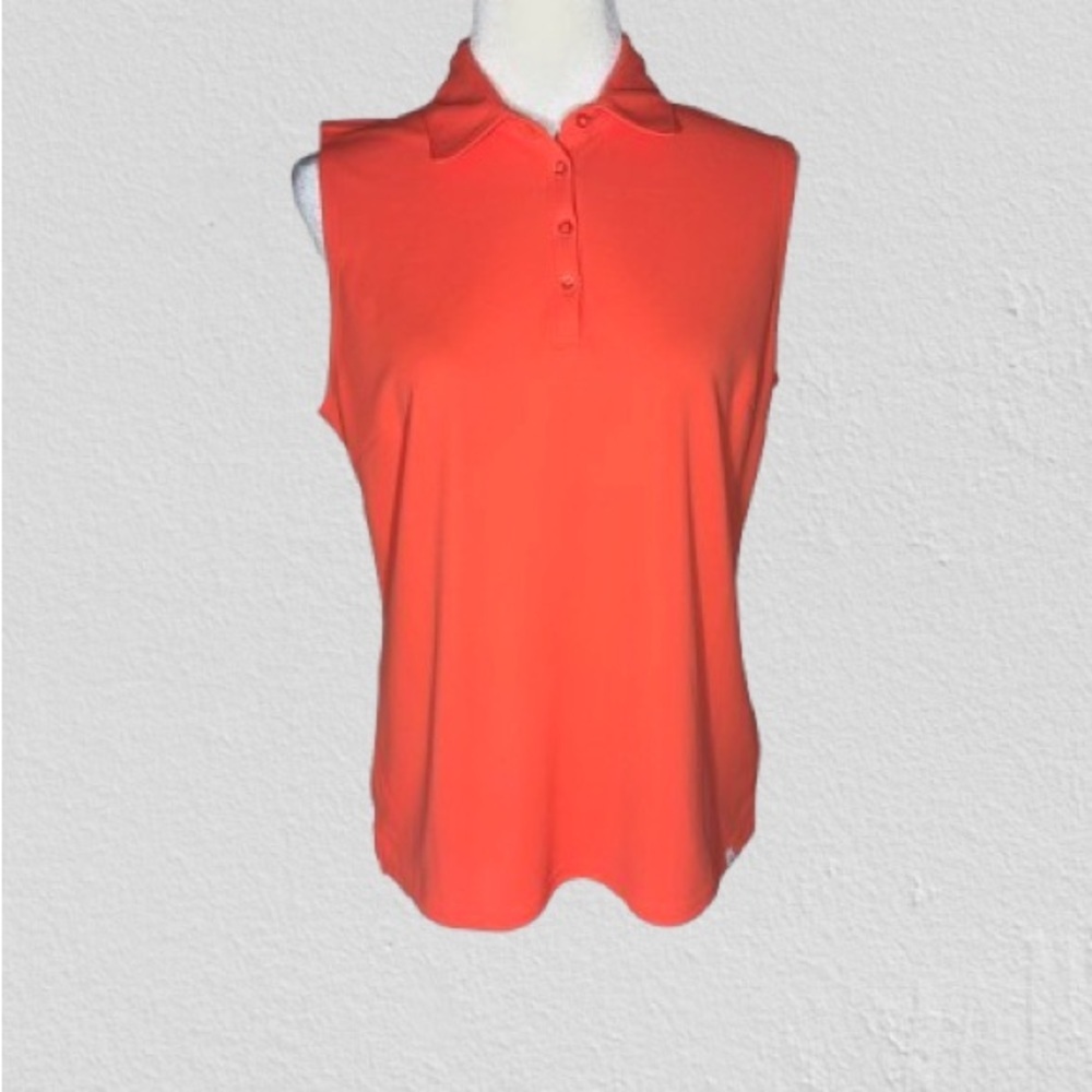 NWT Lady Hagen Sleeveless Polo Tank in Coral Orange Golf Women's Top Size Medium